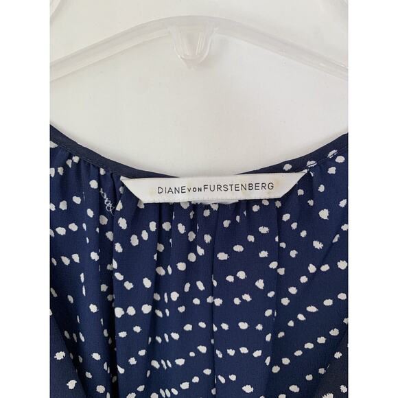 Diane Von Furstenberg DVF Eva Jumpsuit Small Blue Polka Dot Silk Sleeveless - Picture 3 of 16